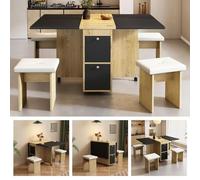 EURHCIO Table à Manger Pliante avec 4 Chaises,Ensemble Table et Chaises 4 Personnes,120x80x75cm,pour Salle à Manger Cuisine Salon (Noir)