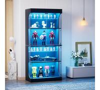 EURHCIO Vitrine en Verre,Vitrine pour Collection avec Lumières LED,Bibliotheque,Buffet Salon,Placard Rangement,Meubles de Rangement,80x35x165cm (Noir-B)