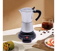 EurHomePlus Cafetière à expresso électrique en aluminium 300 ml 480 W avec base 6 tasses à expresso pour familles, réunions, cafés, bureaux, etc. (argent)