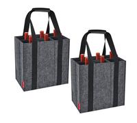 Eurhomewit 2 Pièces Sac à Bouteilles 6 Compartiments, à Vin Avec Poignée, de Rangement Réutilisable Porte Bouteille Pour Vin et Champagne, 27cm x 18cm x 27cm - Noir
