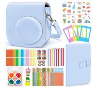 Eurhomewit Instantané Caméra Accessoires pour Instax Mini 12, Kit Comprend Housse Appareil Photo/Album/Cadres/Filtre/Autocollant Dessin animé/Autocollant de Bord and Coin - Bleu Pastel