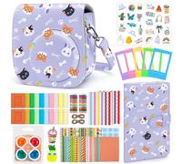 Eurhomewit Instantané Caméra Accessoires pour Instax Mini 12, Kit Comprend Housse Appareil Photo/Album/Cadres/Filtre/Autocollant Dessin animé/Autocollant de Bord and Coin - Imprimé Violet