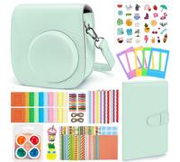 Eurhomewit Instantané Caméra Accessoires pour Instax Mini 12, Kit Comprend Housse Appareil Photo/Album/Cadres/Filtre/Autocollant Dessin animé/Autocollant de Bord and Coin - Vert Menthe