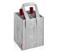 Eurhomewit Sac à Bouteilles 4 Compartiments, Sac à Vin avec Poignée, Sac de Rangement Réutilisable Porte Bouteille pour Vin et Champagne, 18cm x 18cm x 27cm - Gris