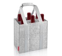 Eurhomewit Sac à Bouteilles 6 Compartiments, Sac à Vin avec Poignée, Sac de Rangement Réutilisable Porte Bouteille pour Vin et Champagne, 27cm x 18cm x 27cm - Gris
