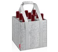 Eurhomewit Sac à Bouteilles 9 Compartiments, Sac à Vin avec Poignée, Sac de Rangement Réutilisable Porte Bouteille pour Vin et Champagne, 27cm x 27cm x 27cm - Gris