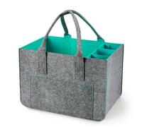 Eurhomewit Sac en Feutre Shopper avec Compartiments, Pliable et Robuste Sac de Course, 30L Panier Courses/Sac à Bouteilles/Sac à Vêtements/Sac à Jouets (Turquoise/1 Pièce)