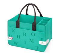 Eurhomewit Sac en Feutre Shopper avec Compartiments, Pliable et Robuste Sac de Course, 30L Panier Courses/Sac à Bouteilles/Sac à Vêtements/Sac à Jouets (Turquoise/Gris Foncé)