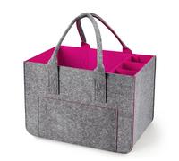 Eurhomewit Sac en Feutre Shopper avec Compartiments, Pliable et Robuste Sac de Course, 30L Panier Courses/Sac à Bouteilles/Sac à Vêtements/Sac à Jouets (Magenta/1 Pièce)
