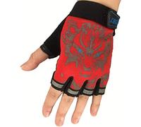 Eurhouse Gants pour enfants sans doigts pour vélo, course à pied, sport léger et antidérapant, demi-doigt Rouge