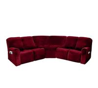 EURHOWING Lot de 7 Housses de canapé d'angle inclinables sectionnels 4 Places et 1 siège d'angle, en Velours Extensible pour canapé d'angle inclinable 5 Places en Forme de L