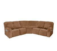 EURHOWING Lot de 7 Housses de canapé d'angle inclinables sectionnels 4 Places et 1 siège d'angle, en Velours Extensible pour canapé d'angle inclinable 5 Places en Forme de L
