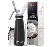 EurKitchen Siphon Chantilly en Aluminium - Siphon à Crème Chantilly - Machine à Chantilly avec 3 Douilles de Décoration & Brosse de Nettoyage - Capacité de 500 ML - Cartouches N2O (Non Fournies)