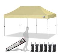 Eurmax Ez Tente d'auvent pop-up de 3 x 6 m avec sac à roulettes robuste, 6 sacs de sable (beige)