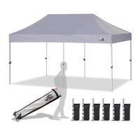 Eurmax Ez Tente d'auvent pop-up de 3 x 6 m avec sac à roulettes robuste, 6 sacs de sable (gris)