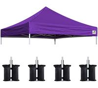 Eurmax Housse de rechange pour auvent pop-up des États-Unis, housse supérieure instantanée uniquement, 30 couleurs au choix, lot de 4 sacs de lestage (20,3 x 20,3 cm, violet)