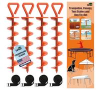 Eurmax Lot de 10 piquets de Tente Multi-usages en Acier Robuste de 30,5 cm pour Camping, auvent et bâche avec 4 Cordes de 3 m de Long (Orange)