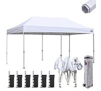 Eurmax USA Premium Tente pop-up de 3 x 6 m, abri commercial instantané avec sac de transport à roulettes robuste bonus 4 sacs de sable (blanc)