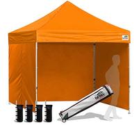 Eurmax USA Tente pop-up 2,4 x 2,4 m avec 4 parois latérales amovibles à fermeture éclair et sac à roulettes, 4 sacs de sable (orange)