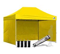 Eurmax USA Tente pop-up 2,4 x 3,6 m avec 4 parois latérales amovibles à fermeture éclair et sac à roulettes, 4 sacs de sable (jaune)
