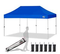 Eurmax USA Tente pop-up de 3 x 6 m avec sac à roulettes robuste, 6 sacs de sable (bleu)