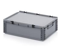 Euro Bac Boîte de Rangement Empilable avec Couvercle à Charnière ED 64/17 HG 60 x 40 x 18,5 cm 35 l Gris Argenté Polypropylène