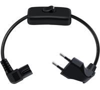 Euro C7 Cable with Switch 2.5A 250V Power Cable Type C European Plug to Female C7 for PS4,PS5,TV,Laptop (Black 90°Angle,0.5m)