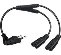 Euro C7 Double 2.5A 250V Power Cable Type C European Plug to Female C7 for PS4,PS5,TV,Laptop (Black,1m)
