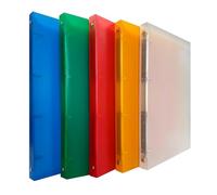 Euro-Cart Lot de 20 classeurs à anneaux A4 en PPL translucide, 4 anneaux ronds Ø 16 mm, couleurs assorties, flexibles et durables