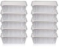Euro Classic Lot de 10 poêles en aluminium avec couvercles - 1 litre, argenté, rectangulaire, 10,4 x 21,6 x 6,9 cm, industriel, jetables, contenants alimentaires