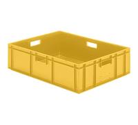 Euro de transport de empilable Récipient/réservoirs, jaune, 800 x 600 x 210 mm (L x l x h) avec poignée 4 ouvertures, qualité alimentaire