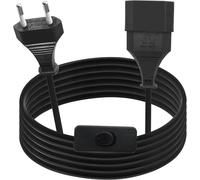 Euro Extension Cable,Euro Power Extension Cable,Short Extension Cable Type C Plug Euro Plug to Type C Euro,2.5A 250V 0.75mm² for TV,Computer (with Switch,3M)
