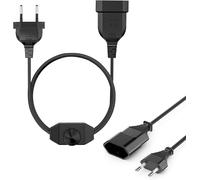 Euro Power Cable 2 m,Rotary Dimmer,LED Dimmer Switch with Switch,Extension for Socket,Silent Dimmer,Dimmer Socket for LED Bulbs
