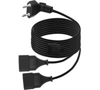 Euro Power Extension Cable,2 in 1 European to Double European Type C Plug,Extension Euro Plug 0.75mm² Max 2.5A/250V for TV,Computer,Monitor (2M)