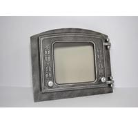 Euro SEZAM DZP18 Porte de four en fonte, épaisse, pour droitier, pour four à pain, en pierre, à pizza, 37 x 31 cm, argenté vieilli