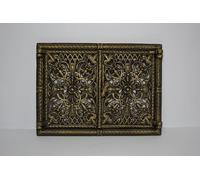 Euro SEZAM - Grille rectangulaire en fonte double perforée avec verrou de porte - 33,5 x 25 cm - Peinture résistante à la chaleur (vieux doré)