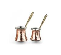 Euro Tische - Cafetière turque en cuivre - Qualité supérieure - Faite à la main - Pichet en cuivre - Pot Cezve, à moka, pour le café turc, arabe et grec (2 x 150 ml, 320 ml)