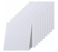 Euro Tische Lot de 10 panneaux muraux 3D, aspect brique, 77 x 70 x 0,5 cm, autocollants, blancs