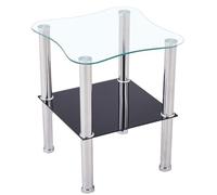 Euro Tische Table Basse en Verre de Sécurité avec Coupe à Facettes - Parfaitement Adaptée comme Table d'Appoint/de Salon 40 x 40 x 47 cm (Complétée, Noir)