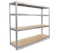 EURO VANADIUM - Étagère de Rangement Monobloc, 237 x 60 x 200 cm, Rack Étagère de Garage 4 niveaux - Charge Lourde 1400 kg, Garage, Cuisine, Buanderie