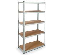 EURO VANADIUM - Étagère Rangement, 90 x 180 cm - Étagère Garage, Modulable, Métal Galvanisé, 5 Niveaux - Étagère Charge Lourde, 175 kg/Plateau - Établi Atelier Garage - Montage Sans Vis - 40 cm - Gris