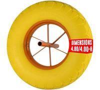 EURO VANADIUM - Roue de brouette, 38 x 8 cm - Roue Increvable, avec Axe 24 x 2 cm - Pleine en Caoutchouc - Tout Terrain, Solide et Durable
