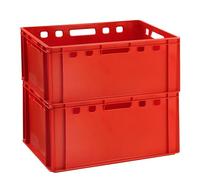 Eurobox Lot de 2 caisses à viande E3 - 60 x 40 x 30 cm - Qualité alimentaire - Robustes et empilables - Rouge - Fabriquées en Allemagne