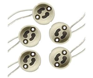 EUROBRYTE Lot de 5 Douilles GU10 Blanc en Céramique pour Ampoule Halogène ou Led