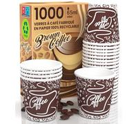 Eurocali 1000 Gobelet à Café en Carton, Écologique et Jetables, Idéal pour Espresso, Résistant à la Chaleur, 65ml
