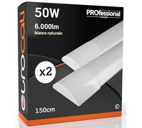 Eurocali Plafonnier LED Réglette Linéaire 150cm 50W Linéaire 6000 Lumens - Lumière Blanc Naturel 4000K - Pack de 2 Plafonniers