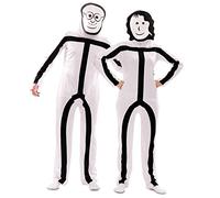 Eurocarnavales Déguisement adulte Stickman Combinaison fluide 2 masques Blanc M/L (52)