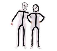 EuroCarnavales Déguisement avec masques Stickman adulte - Blanc - S (48)
