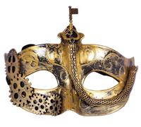 EUROCARNAVALES Masque Steampunk Doré 16 cm - Science-fiction - Masque - Accessoire de costume - Unisex-Adultes - Tout Âge