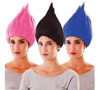 EuroCarnavales Perruque de Troll Noire, Rose ou Violet